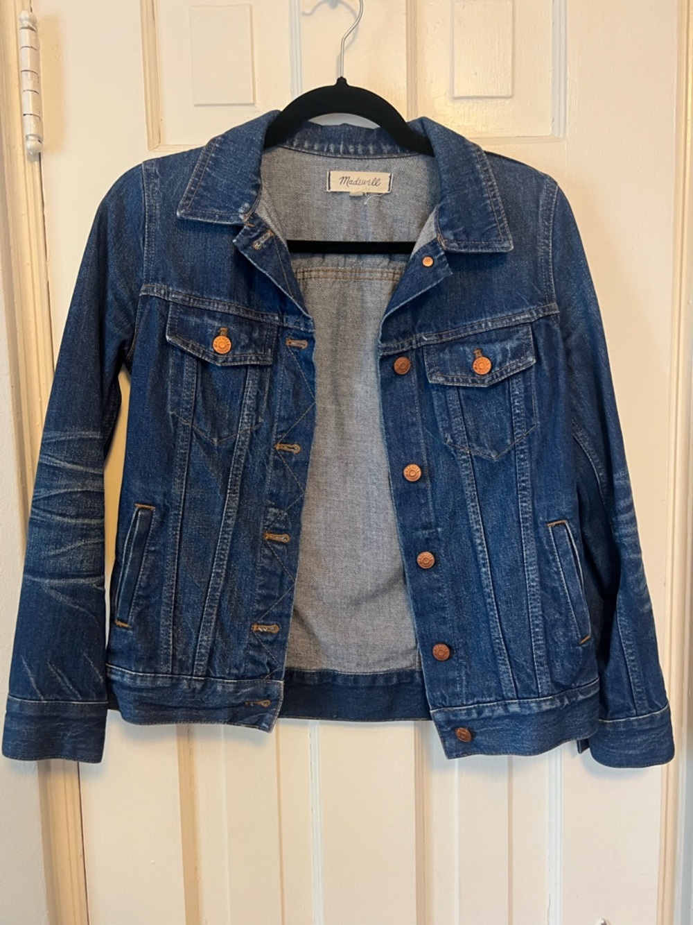Madewell Dark Blue Denim Jean Jacket with Copper Buttons